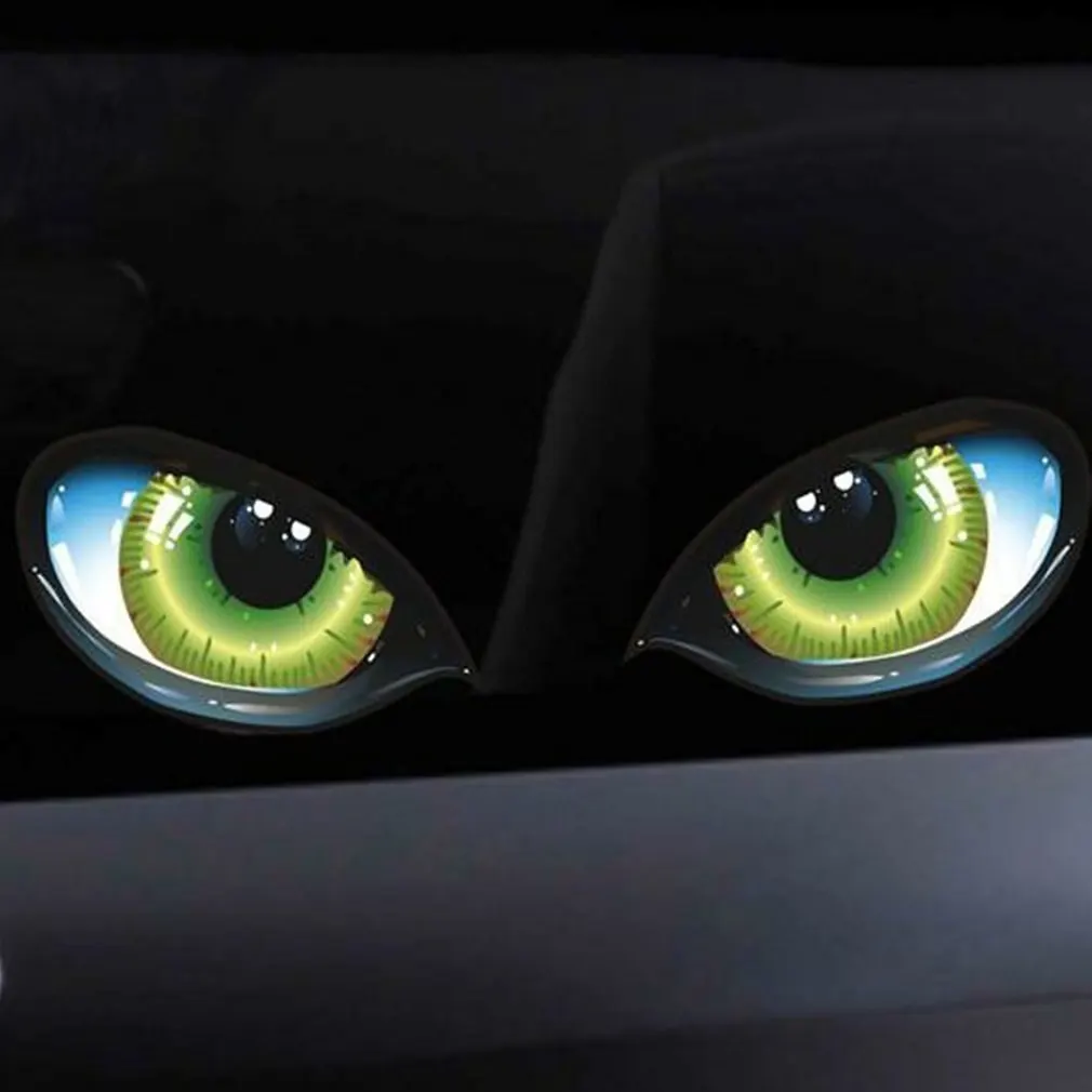 Engraçado Design 3D Estéreo Reflexiva Olhos de Gato Padrão de Etiqueta do Carro do Carro do Lado do Fender Olho Adesivos Adesivo Espelho Retrovisor Decalque