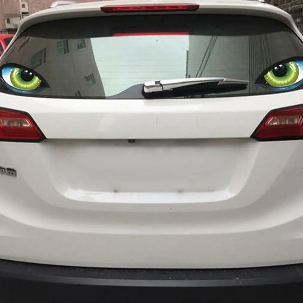 Engraçado Design 3D Estéreo Reflexiva Olhos de Gato Padrão de Etiqueta do Carro do Carro do Lado do Fender Olho Adesivos Adesivo Espelho Retrovisor Decalque