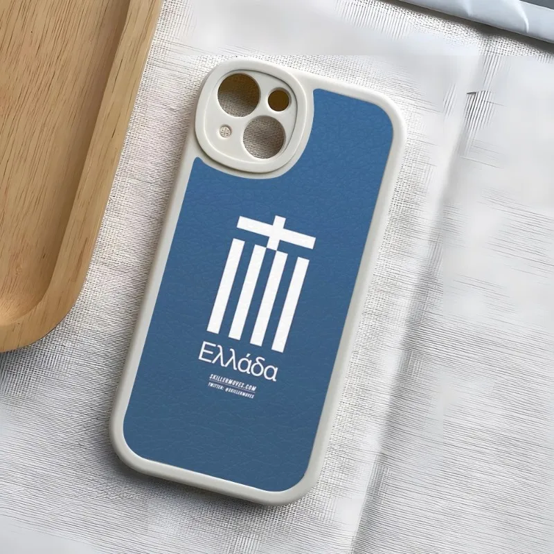 Grécia grego Bandeiras Nacionais de Telefone Caso de 2023 Para IPhone 14 11 12 13 couro de Cordeiro de Silicone Pro Max Mini X XR XS 7 8 Plus Tampa