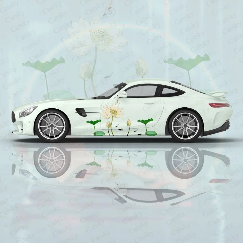 Lotus e Peixes de Corpo do Carro Adesivo Itasha Carro do Vinil Lado Adesivo Decalque do Corpo do Carro Adesivo de Carro Decoração Adesivo de Carro Película Protetora
