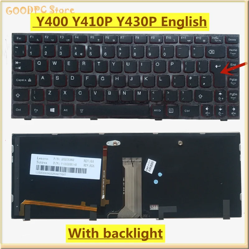 Laptop Shell para Lenovo Y400 Y430P Y410P Y410N Y500 Y510 Y590 Teclado de Notebook para Notebook Lenovo