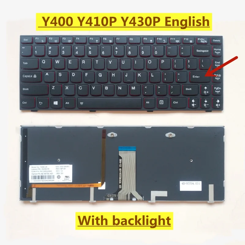 Laptop Shell para Lenovo Y400 Y430P Y410P Y410N Y500 Y510 Y590 Teclado de Notebook para Notebook Lenovo