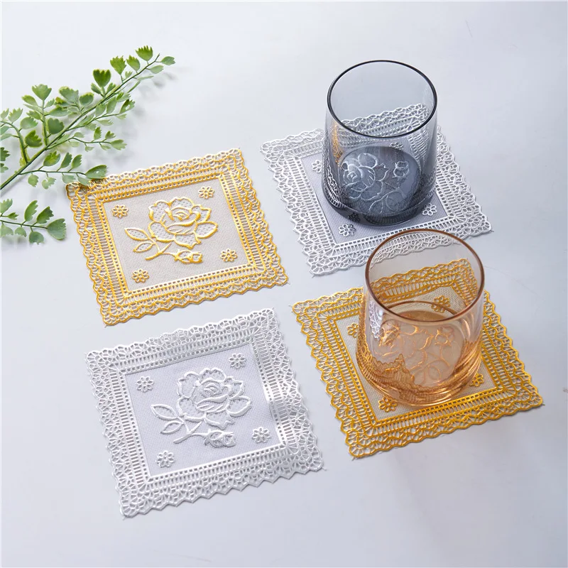 De PVC dourado refeição esteira, isolados tigela de tapete, placa de esteira, mesa de jantar, tapete copo de café de montanha-russa, usado para a copa decoração home