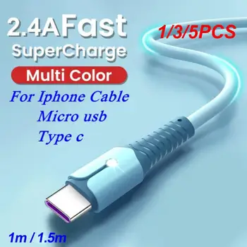 1/3/5PCS Silicone Líquido Super Rápido Cabo de carregamento Micro USB Tipo C Cabo de Mais de Carregamento Fio de Dados