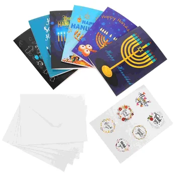 1 Conjunto de Bênção Cartões de Hanukkah Tema Bênção Cartões de Papel Cartões com Envelopes