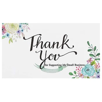 10-50pcs Flor Obrigado Por Apoiar Meu Pequeno Cartão de visita ,2x3.5 polegadas Cartões de Agradecimento Para Padarias, Produtos Artesanais