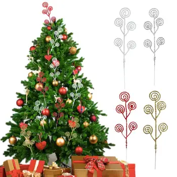 10 Pcs Natal Glitter Frutos, Caules Artificial de Natal Escolhas Para o Natal Enfeites de Árvore de 10.2*2.8 no DIY Festa Coroa de flores em Casa Z5C3