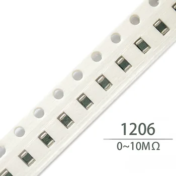 100Pcs 1206 SMD resistor 0R ~ 10M 1/2W ohm0R 1 M 1.1 M 1.2 M 1.3 M 1,5 M, 1,6 M 1,8 M 2 M 2.2 M 2.4 M 2,7 M 3 M 3.3 M 3,6 M 3,9 M, 4,3 M 4,7 M