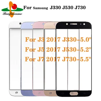 10Pcs\muito Para Samsung Galaxy J3 J5 J7 2017 J330 J530 J730 LCD visor Frontal externa do Painel de Toque de Tela de Substituição de Vidro