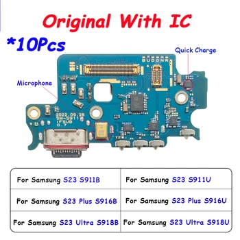 10Pcs, Original de Porta de Carregamento Dock Conector da Placa Para Samsung S23 Plus Ultra S911B S916B S918B USB Conector Dock Cabo do Carregador