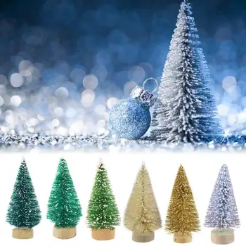 12 Peças de Mini Árvore de Natal Natal DIY Decoração de Seda, Sisal Cedro de Ouro Prata Azul Verde Branco Mini Árvore de Topo de Mesa Decoração