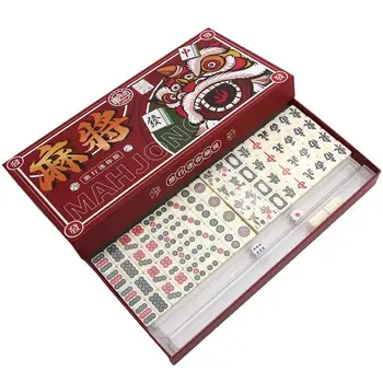 144Pcs Mini Jogo de Mahjong Conjunto de Versão Tradicional Família de Lazer, Jogo de Tabuleiro de Suprimentos Para a Festa de Jogar Compacto Presente