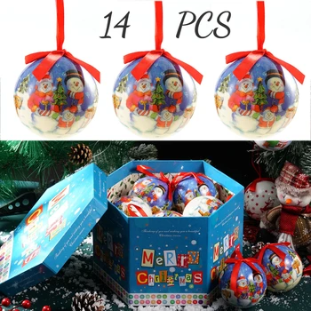 14PCS Árvore de Natal Decoração Azul do Boneco de neve, Bola de Bolinhas de Enfeite de Árvore de Natal brinquedos de Festa Pendurado Bola para a Casa de Enfeite de Natal