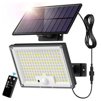 172LED Luz Solar Exterior Impermeável, com Sensor de Movimento do Floodlight Controle Remoto 3 Modos para o Pátio, Garagem, Quintal