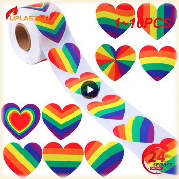 1~10PCS Vários Listrado do Orgulho Gay arco-íris Coração faixa de opções dos Namorados Adesivos Espalhando Embalagens de Presente de Vedação