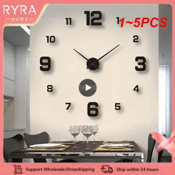 1~5PCS Grande Relógio de Parede 3D sem moldura Luminosa, Relógios de Parede Relógio Digital Adesivos de Parede Silenciosa Relógio para a Home Sala