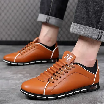 2023 Primavera Casual Sapatos para Homens de Couro Falso Lace-up de Esportes ao ar livre dos Homens Sapatos Macio e Confortável de Respiro do Clássico Sapatos para Homens
