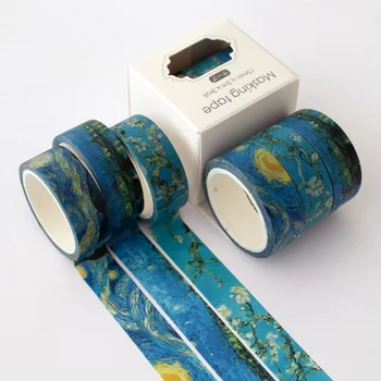 3 pçs/pack Clássico de Van Gogh Kawaii Planejador Manual Decorativa de Papel Washi Fita Adesiva conjunto de material Escolar e artigos de Papelaria