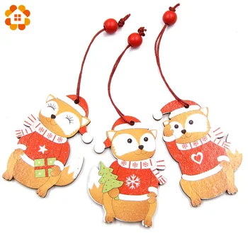 3PCS Lindo Esquilo&Anjo de Madeira Pingentes Enfeites de Natal Artesanato de Madeira Brinquedos de DIY Decorações para Árvores de Natal Pendurado Presentes