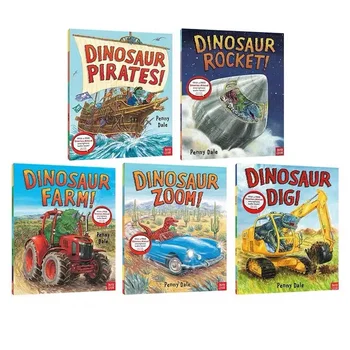 5 Livros/Set Inglês Picture Book Super Dinossauro Série De Fazenda/Zoom/Digi/Rocket/Piratas
