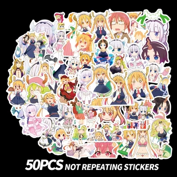 50pcs Cartoon Anime Kawaii Perder Kobayashi Dragão de Limpeza artigos de Papelaria Adesivos para Laptop da Mala de viagem de PVC Adesivos de Crianças Presentes de Aniversário
