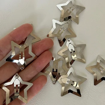 5PCS Estrela de Prata Ganchos de Filigrana de Ouro Estrelas de Metal Grampos de Cabelo para Crianças Meninas Lado HairGrip Presilhas para as Mulheres Grampo de Cabelo