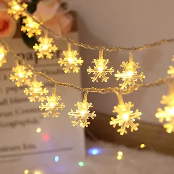6Meters floco de Neve LED Luzes de corda Enfeites de Natal da Casa da Árvore de Natal Decoração de Suspensão de Navidad Noel Presentes de Ano Novo
