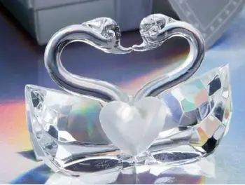 80PCS Coração de Cristal de Amor Beijar Cisnes de Casamento de Cristal Cisnes Figuras de Chuveiro Nupcial Favores do Partido SN578