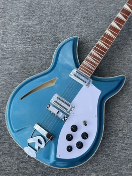 Alta qualidade 381-6string guitarra eléctrica azul da pintura do metal metade vazia do núcleo especial de postagem.frete grátis