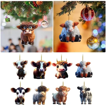Ano Do Boi De Natal Decoração De Árvores De Natal Decorações De Carro Animal Pingentes Encantos
