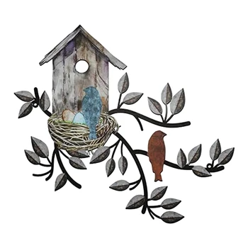 Aves Decoração Da Parede De Metal De Aves Decoração Para A Parede Exterior De Aves Arte De Parede De Metal Pendurados Árvore Com Birdhouse Para A Sala De Durável