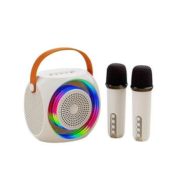 Bluetooth Alto-Falante De Karaoke Máquina Com 2 Microfones Branco Apropriado Para Presentes De Aniversário Festas Em Casa