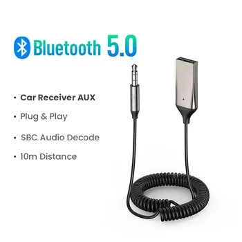 Carro de Bluetooth Receptor AUX Carro de Áudio sem Fios Ouvir Música de Navegação Chamadas de Telefone Celular 5.0 Adaptador Bluetooth
