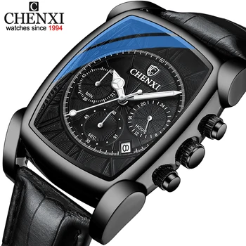 CHENXI Superior Nova Marca de relógios de Luxo, Homens de Quartzo Impermeável Desporto Cronógrafo Relógio Masculino Business Calendário de Data de Couro relógio de Pulso