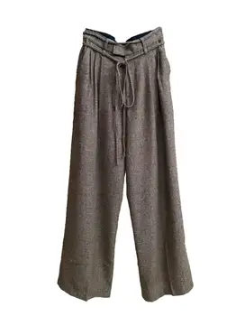 Cintura alta wide-legged calças moda casual, solto, simples, confortável, versátil 2024 o outono e o inverno de nova 1209
