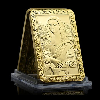 Da Vinci, Mona Lisa De Ouro Chapeou A Barra Moeda Comemorativa Coleção De Souvenirs Art Bar Desafio Coleção De Moedas De Presente A Decoração Home