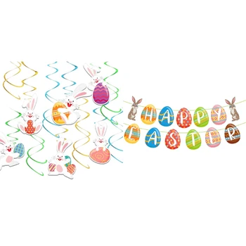 De desenhos animados aos Ovos de Páscoa, Coelhinho da Espiral Pingente de Feliz Páscoa para Faixa de Ovos de Coelho Cia Puxe a Parte de DIY Decoração