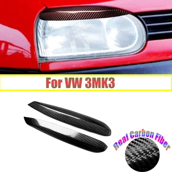 De Fibra de carbono do Carro Dianteiro Luz de Faróis de Carro Decorativa Lâmpada Sobrancelha Para VW Golf 3 MK3 1992-1999