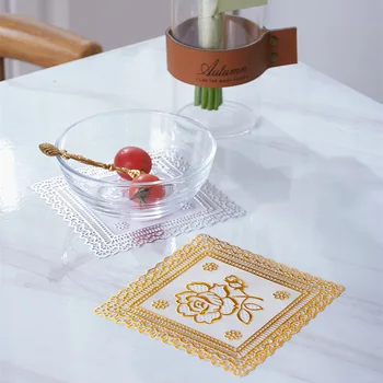 De PVC dourado refeição esteira, isolados tigela de tapete, placa de esteira, mesa de jantar, tapete copo de café de montanha-russa, usado para a copa decoração home
