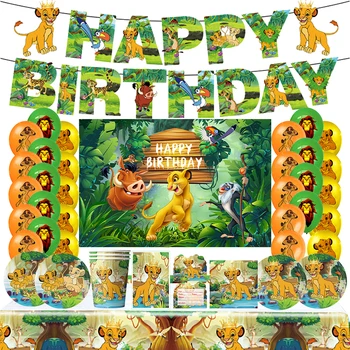 Disney O Rei Leão Festa de Aniversário, Decoração para Crianças Felizes Talheres Copos de Papel, Guardanapos Placas de Balões de Suprimentos do Chuveiro do Bebê