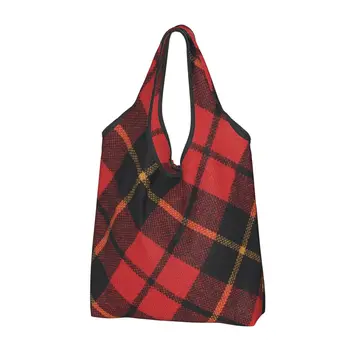 Engraçado Impressão Clássico Escocês Clã Xadrez Tartan Sacola De Compras, Sacos Do Portátil Shopper Ombro De Verificação Geométrica De Algodão Handbag