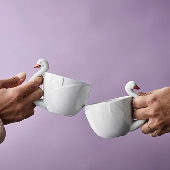 Estilo nórdico Swan em Forma de Caneca de Cerâmica, casa Moderna Xícara de Café, Copo de Água, Belo Presente do Dia dos Namorados, Presente de Casamento