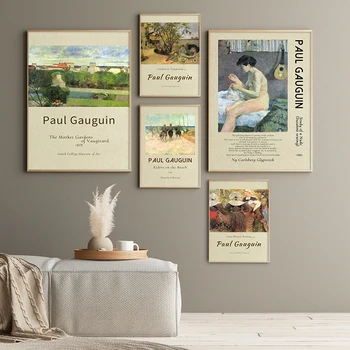 Famoso Paul Gauguin Exposição De Pôster E Impressão De Lona Da Pintura Vintage Arte De Parede De Imagem Para A Sala De Galeria De Decoração De Casa