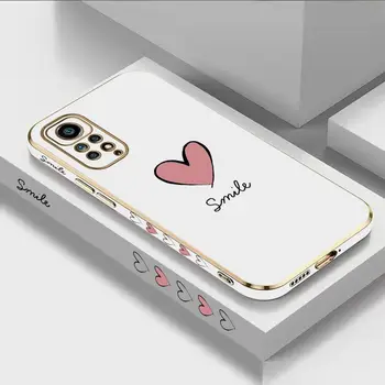 Grande Coração Vermelho Luxo Chapeamento Caso De Telefone Xiaomi Redmi Nota 11 Pro Plus 12Pro Mais 11 11 10 Pro 12, 9S 8 Pro Tampa