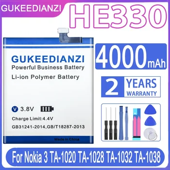 GUKEEDIANZI HE330 ELE 330 Bateria 4000mAh Para Nokia 3 Nokia3 DUPLA TA-1032 ELE 330 Baterias Bateria + Free Tools