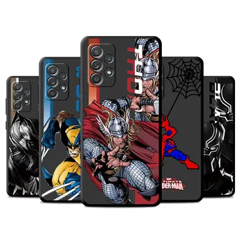 Homem-aranha Black Panther Thor Telefone Luxo Case para Samsung Galaxy A24 4G A13 A22 A52 A33 A54 5G A73 A34 A12 A14 A21s Capa Preta