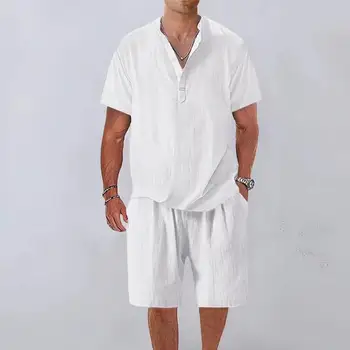 Homens Sportswear Conjunto Respirável Homens Esportes Roupa Elegante de 2 peças masculino Casual, Esporte de Roupa com decote em V da Camisa Elástica para o Verão