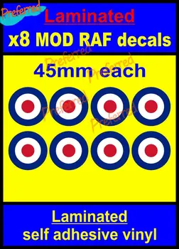 Laminado 8x de 45mm RAF Medalhão Adesivos para Mod-Alvo A Que Scooter Decalques Vespa Capa de Vinil Arranhões Impermeável de PVC Autocolante