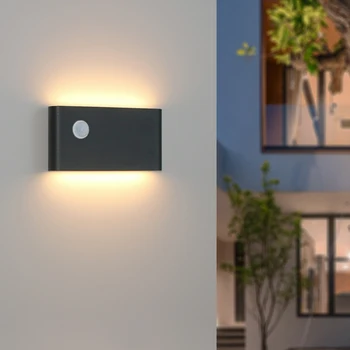 LED com Sensor de Parede Luz Interior para o Exterior 12W IP65 Impermeável ao ar livre Luzes de Parede para Cima para Baixo Lâmpada de Parede para o Jardim Varanda Alpendre AU241