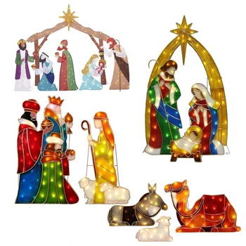 Led Presépio Série Estaca Acrílico Jesus Natividade Conjunto De Ornamento